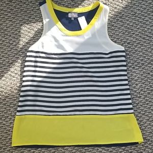 Alessandra striped and colorblocked blouse